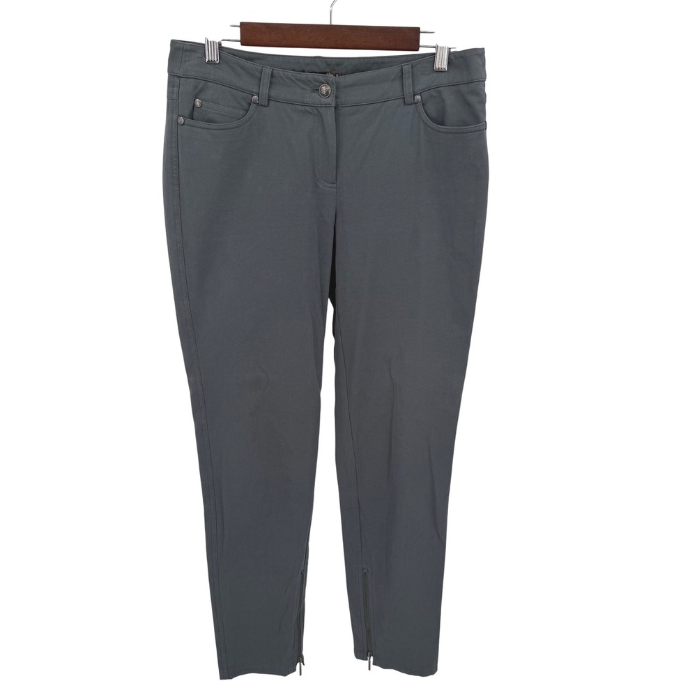 J. McLaughlin Women's 8 Pants Gray Cotton Blend Ankle Zip Slim Leg Lexi